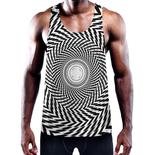 Spiral Illusory Motion Print Training Tank Top