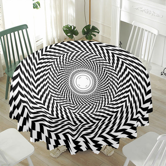 Spiral Illusory Motion Print Waterproof Round Tablecloth