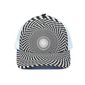Spiral Illusory Motion Print White Mesh Trucker Hat