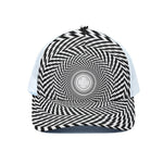 Spiral Illusory Motion Print White Mesh Trucker Cap