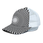 Spiral Illusory Motion Print White Mesh Trucker Cap