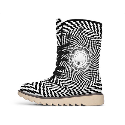 Spiral Illusory Motion Print Winter Boots