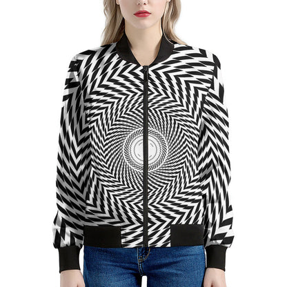 Spiral Illusory Motion Print Women's Bomber Jacket