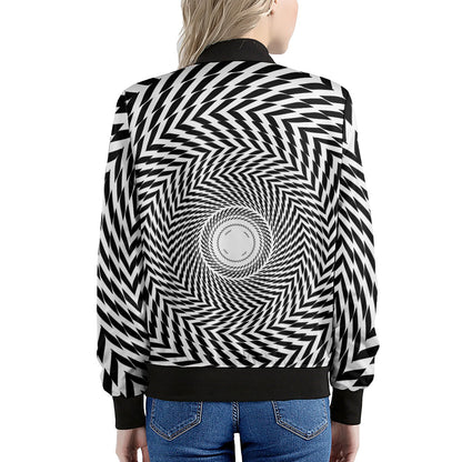 Spiral Illusory Motion Print Women's Bomber Jacket