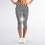 Spiral Illusory Motion Print Women's Capri Leggings