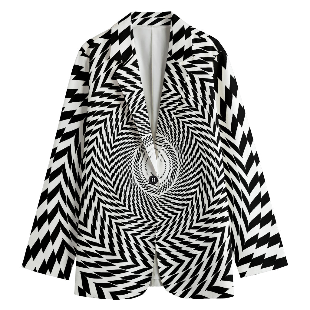 Spiral Illusory Motion Print Women's Cotton Blazer