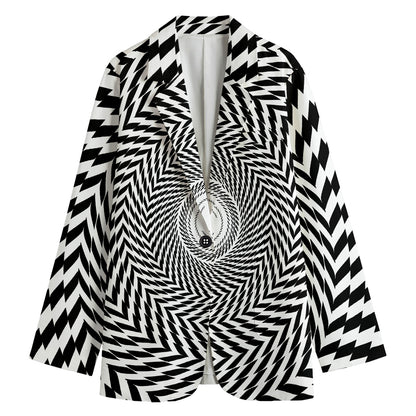 Spiral Illusory Motion Print Women's Cotton Blazer