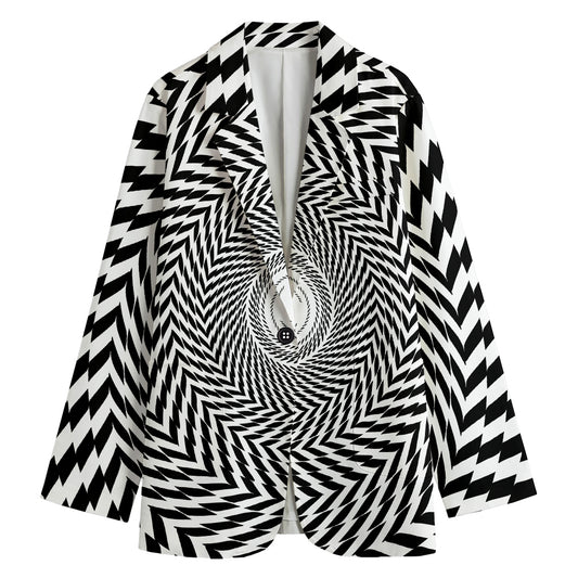 Spiral Illusory Motion Print Women's Cotton Blazer