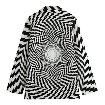 Spiral Illusory Motion Print Women's Cotton Blazer