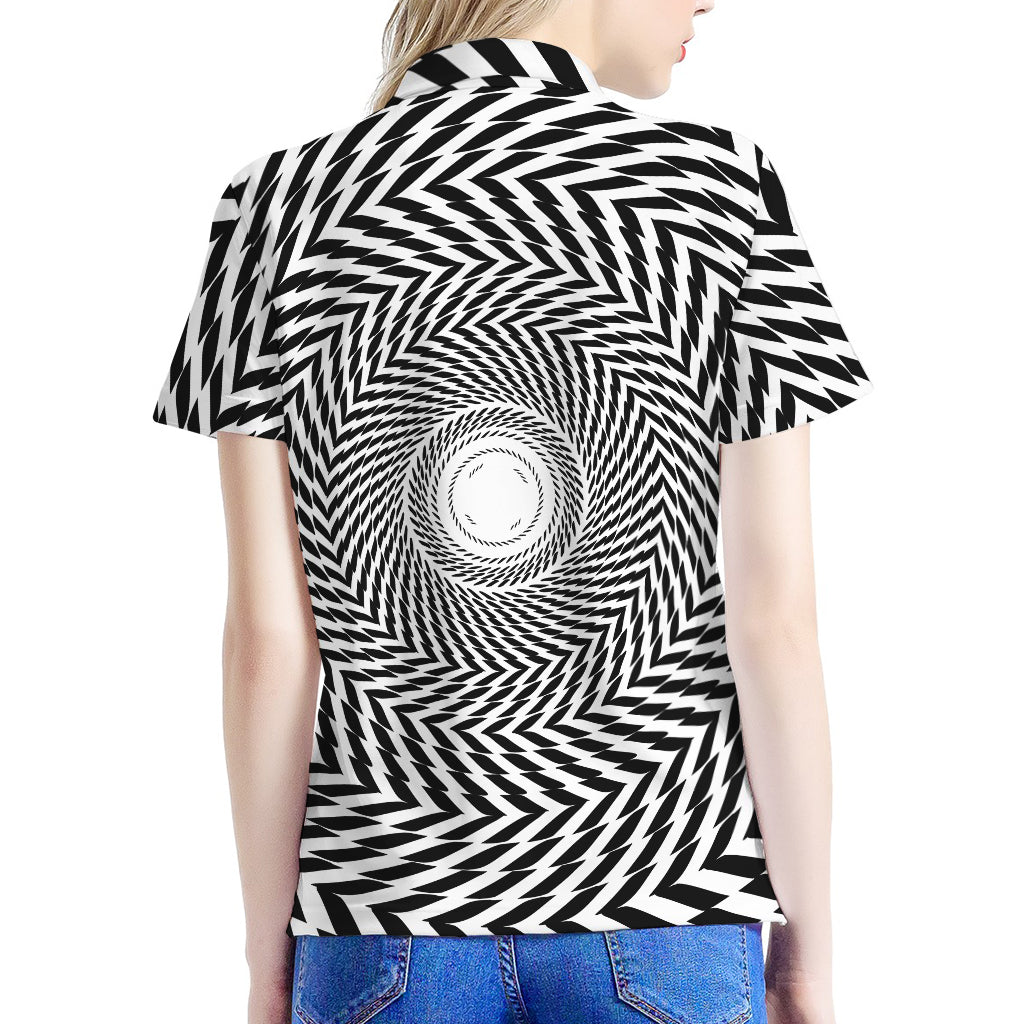Spiral Illusory Motion Print Women's Polo Shirt