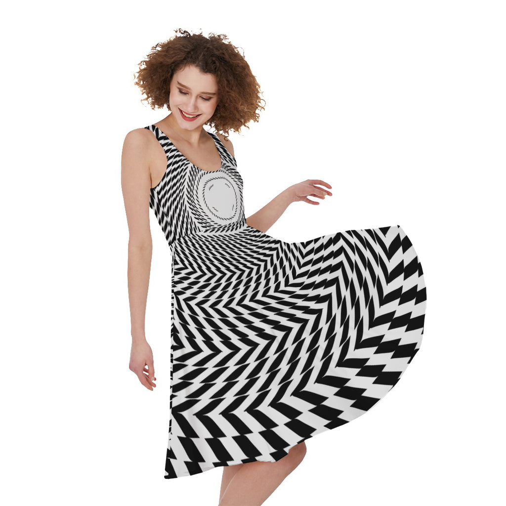 Spiral Illusory Motion Print Women's Sleeveless Dress
