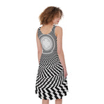 Spiral Illusory Motion Print Women's Sleeveless Dress