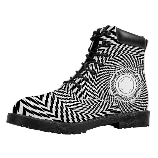 Spiral Illusory Motion Print Work Boots