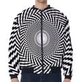 Spiral Illusory Motion Print Zip Sleeve Bomber Jacket
