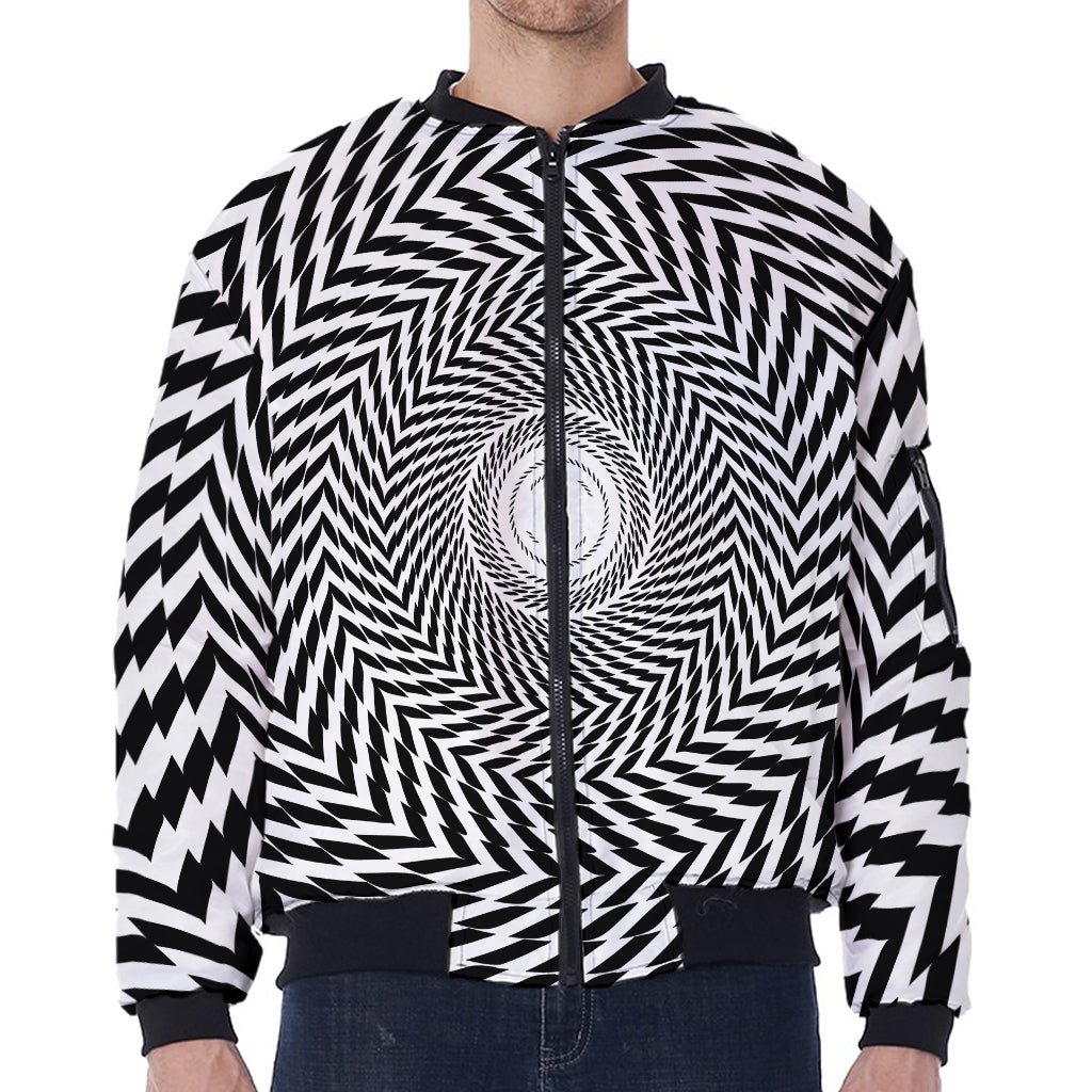 Spiral Illusory Motion Print Zip Sleeve Bomber Jacket