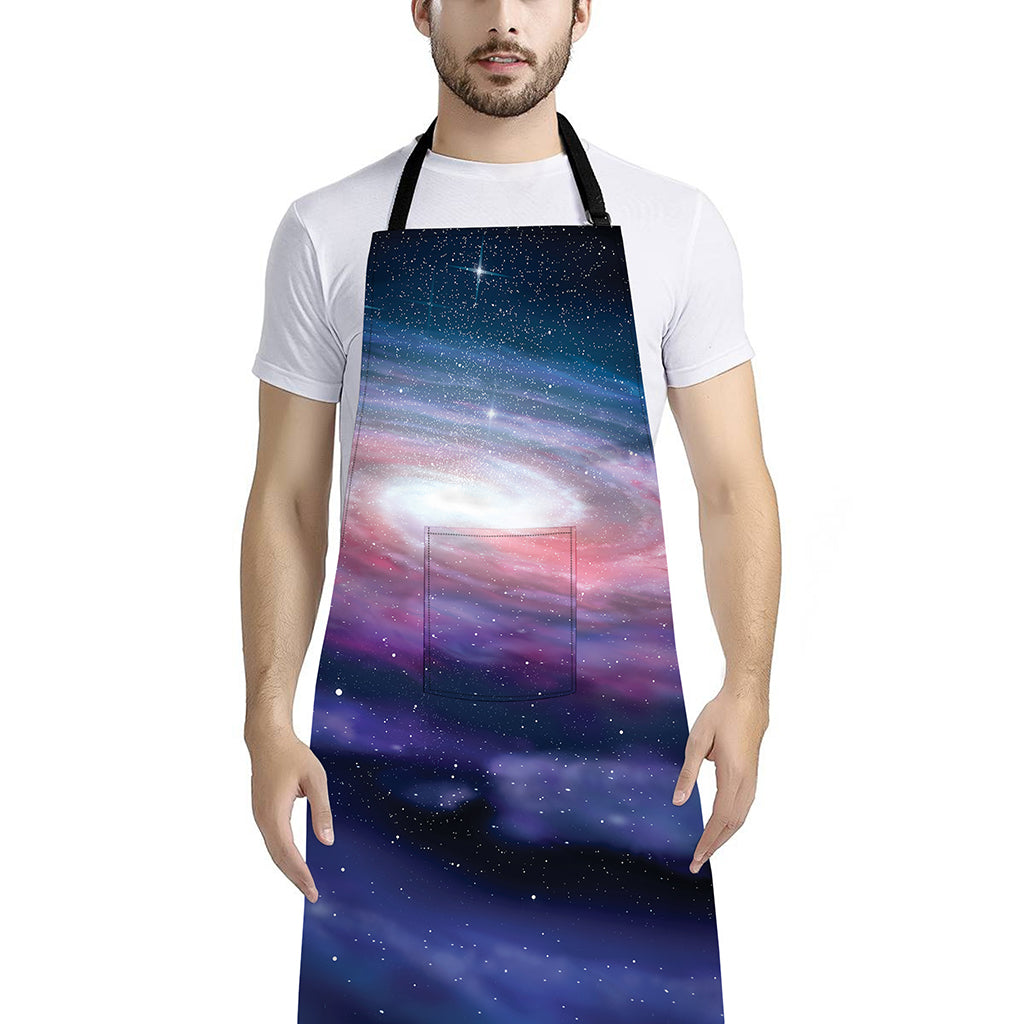 Spiral Milky Way Print Bib Apron With Pocket