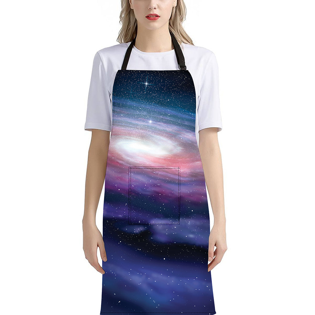 Spiral Milky Way Print Bib Apron With Pocket