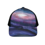 Spiral Milky Way Print Black Mesh Trucker Cap