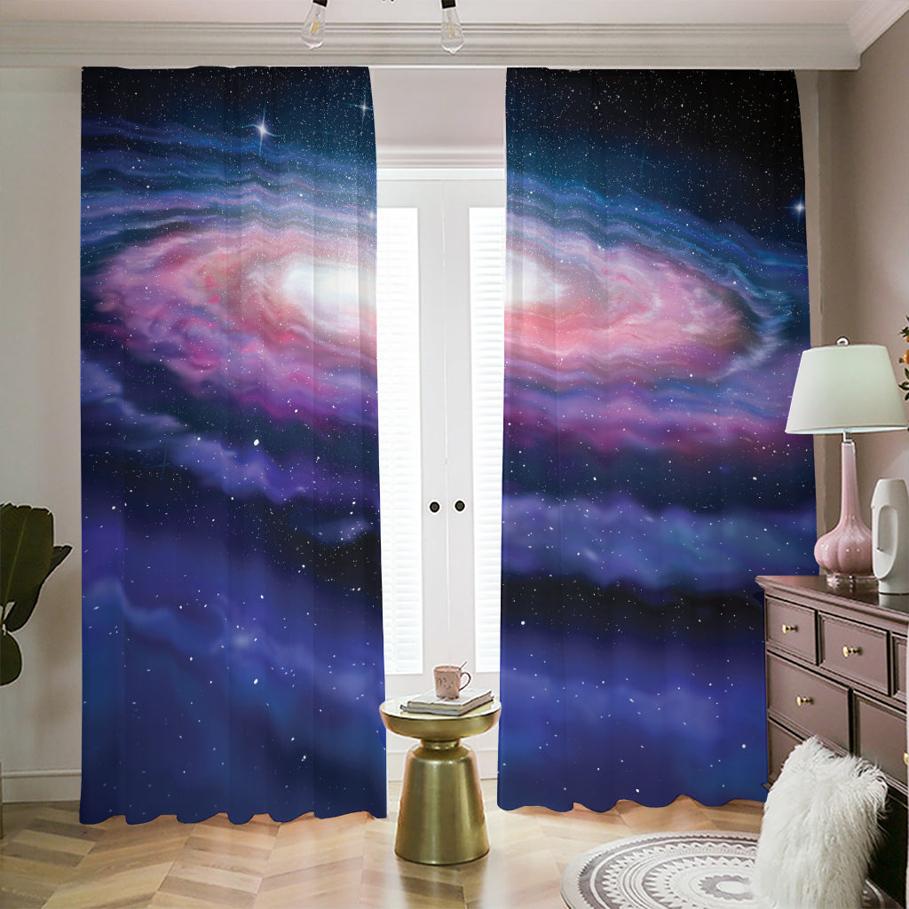 Spiral Milky Way Print Blackout Pencil Pleat Curtains