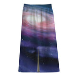 Spiral Milky Way Print Cotton Front Slit Maxi Skirt