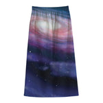 Spiral Milky Way Print Cotton Front Slit Maxi Skirt