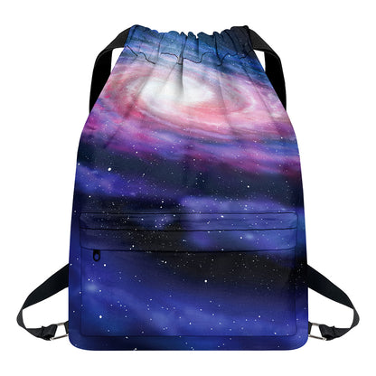 Spiral Milky Way Print Drawstring Backpack