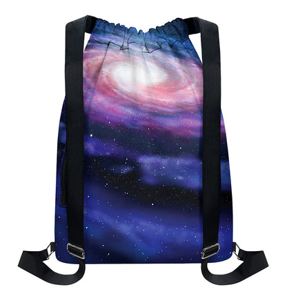 Spiral Milky Way Print Drawstring Backpack