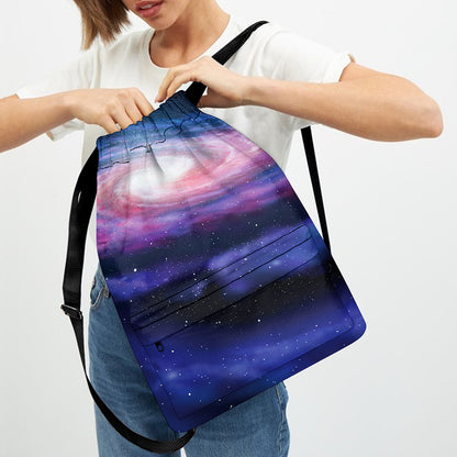 Spiral Milky Way Print Drawstring Backpack