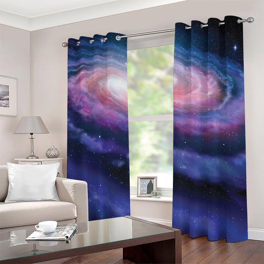 Spiral Milky Way Print Extra Wide Grommet Curtains