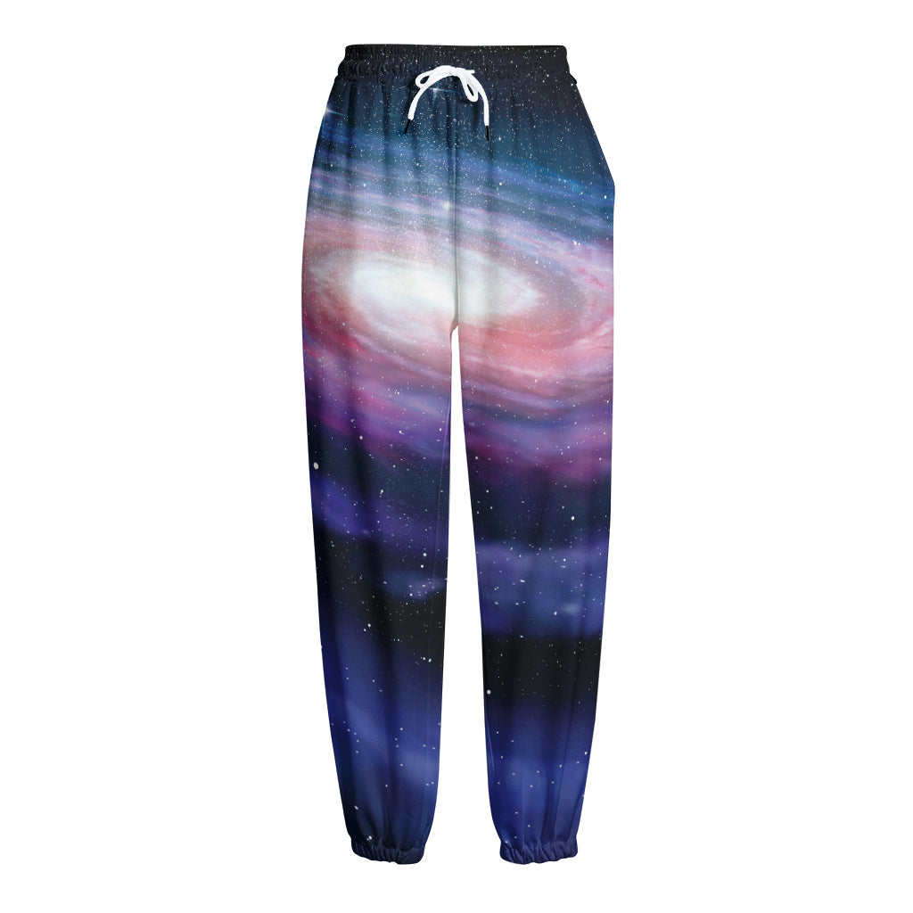 Spiral Milky Way Print Fleece Lined Knit Pants