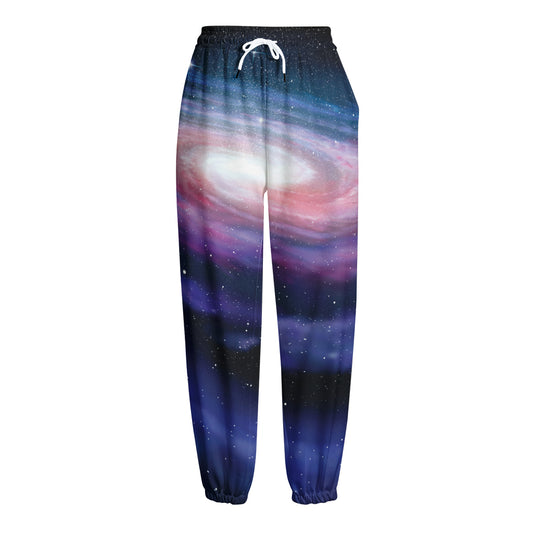 Spiral Milky Way Print Fleece Lined Knit Pants