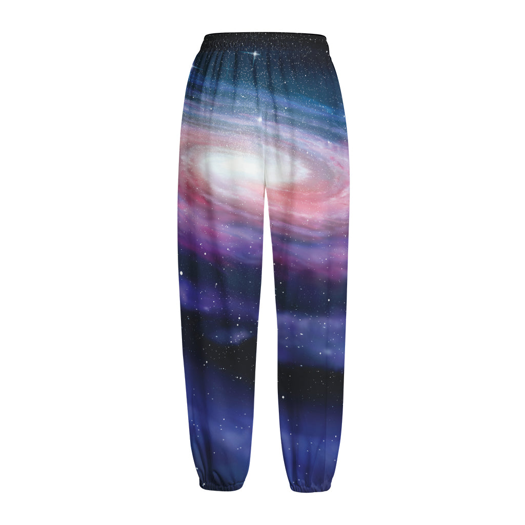Spiral Milky Way Print Fleece Lined Knit Pants