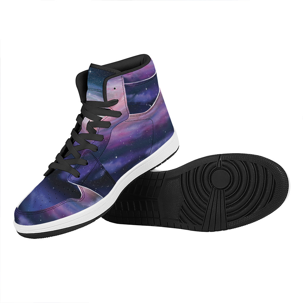 Spiral Milky Way Print High Top Leather Sneakers