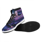 Spiral Milky Way Print High Top Leather Sneakers