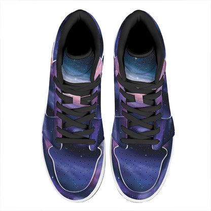 Spiral Milky Way Print High Top Leather Sneakers