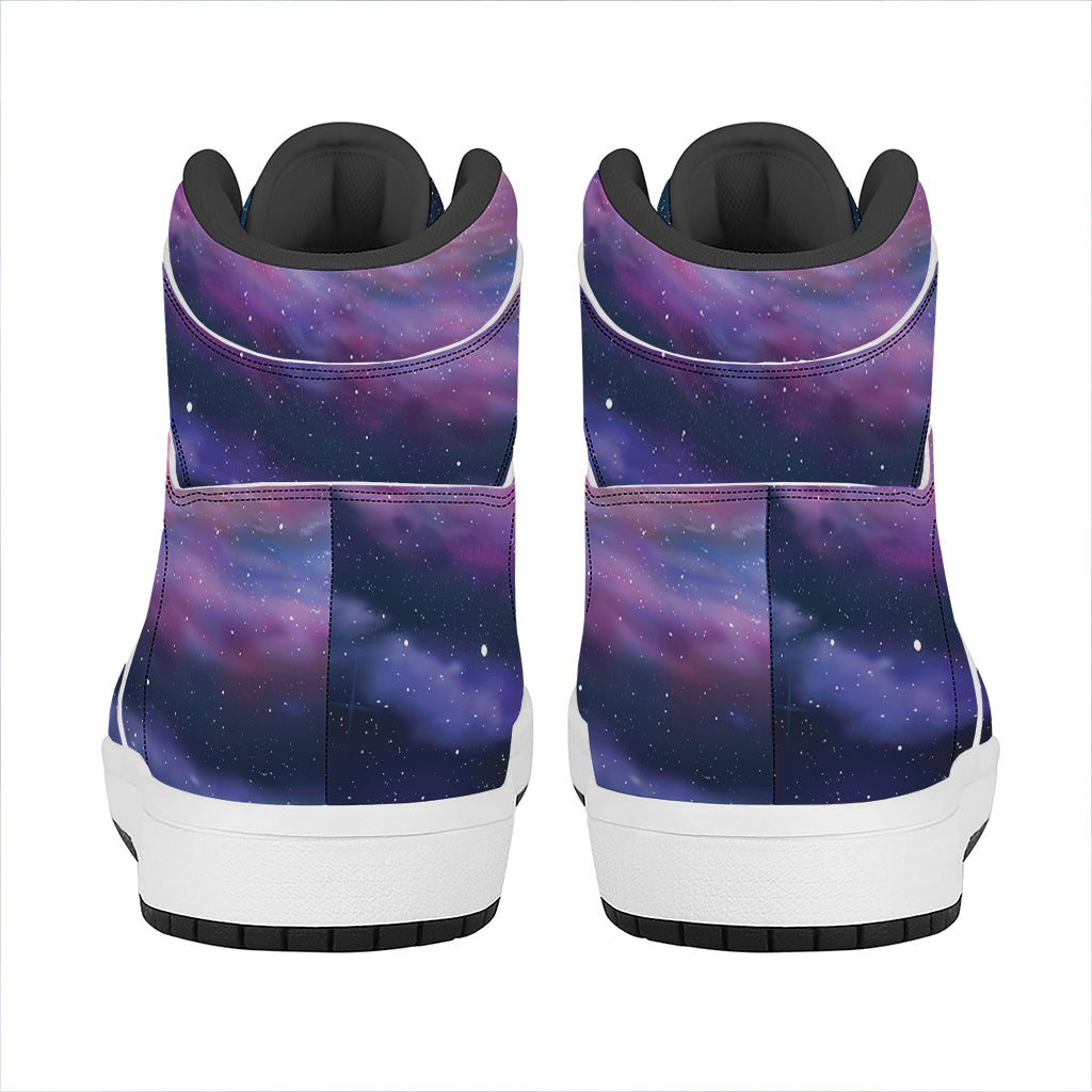 Spiral Milky Way Print High Top Leather Sneakers