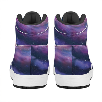 Spiral Milky Way Print High Top Leather Sneakers
