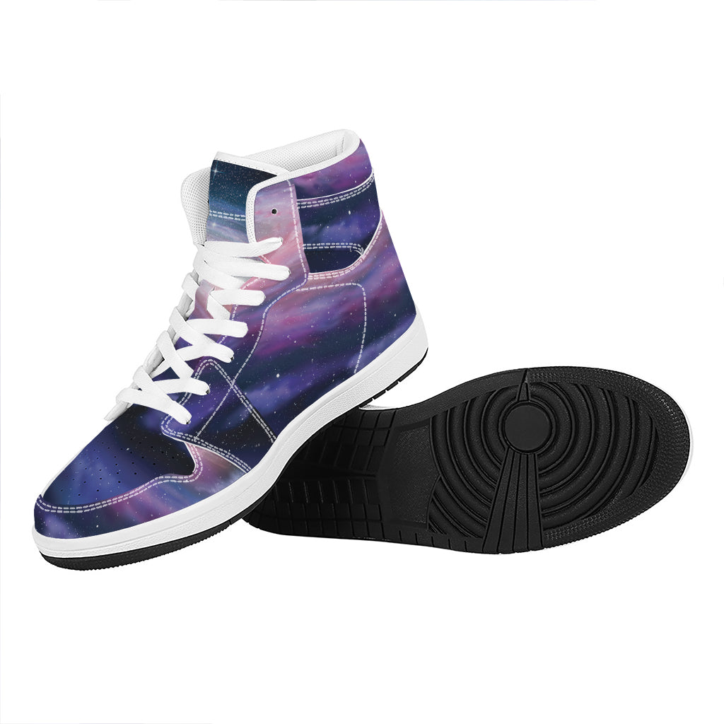 Spiral Milky Way Print High Top Leather Sneakers