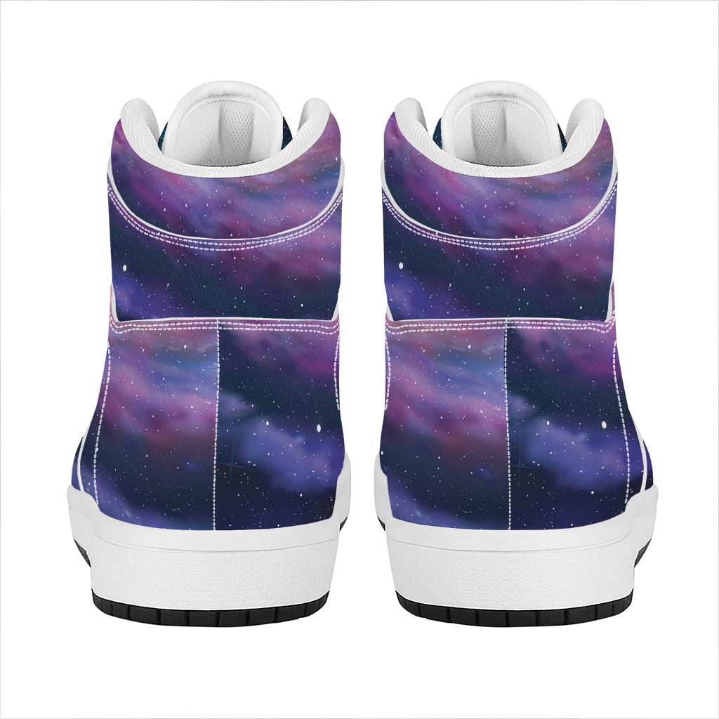 Spiral Milky Way Print High Top Leather Sneakers