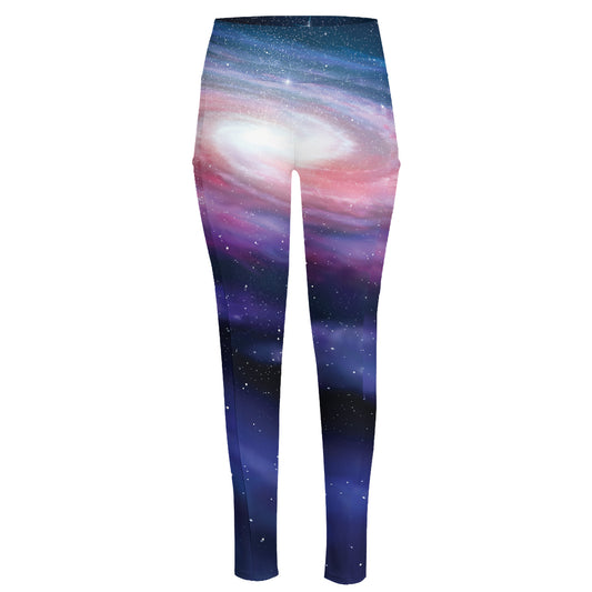 Spiral Milky Way Print High-Waisted Pocket Leggings