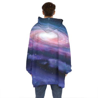 Spiral Milky Way Print Hoodie Blanket