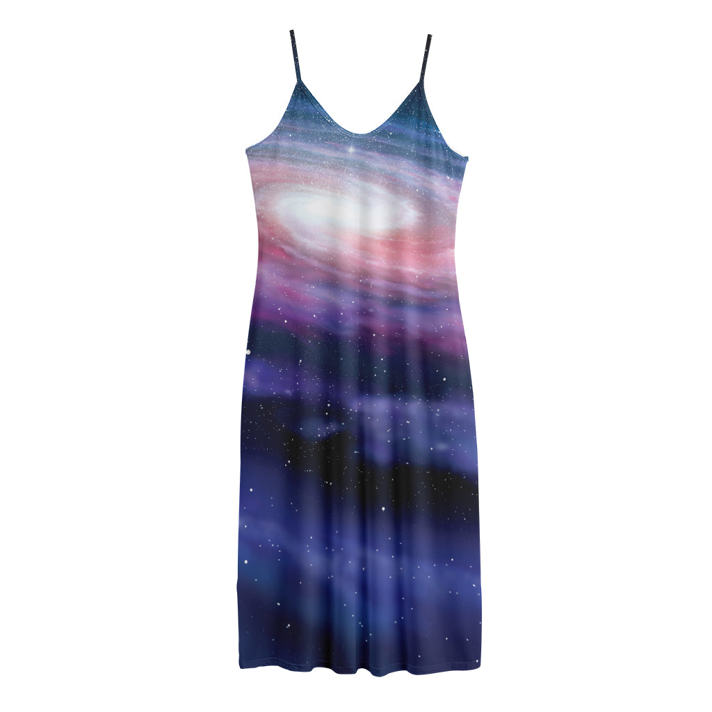 Spiral Milky Way Print Jersey Midi Cami Dress