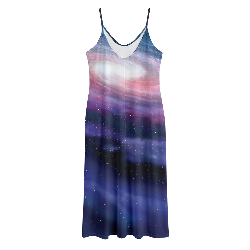 Spiral Milky Way Print Jersey Midi Cami Dress