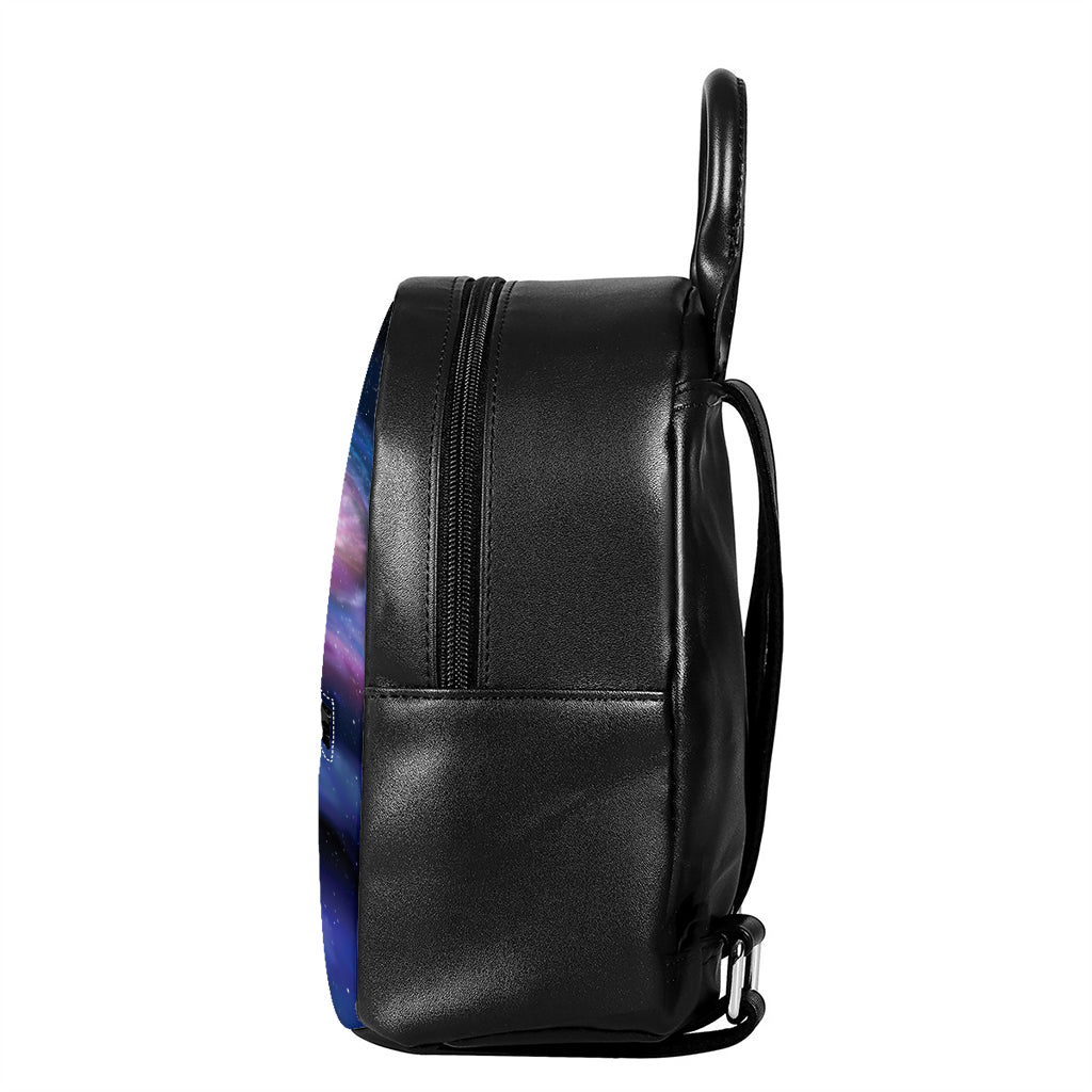 Spiral Milky Way Print Leather Backpack