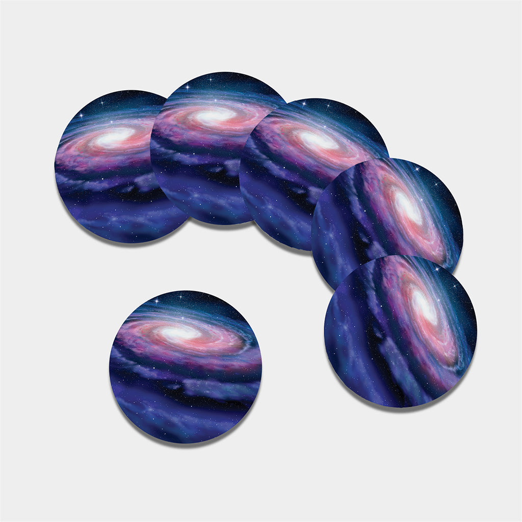 Spiral Milky Way Print Leather Coaster Set