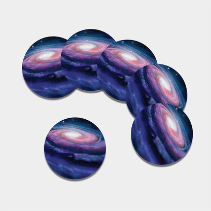 Spiral Milky Way Print Leather Coaster Set