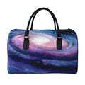 Spiral Milky Way Print Leather Duffel Bag