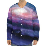 Spiral Milky Way Print Long Sleeve Baseball Jersey