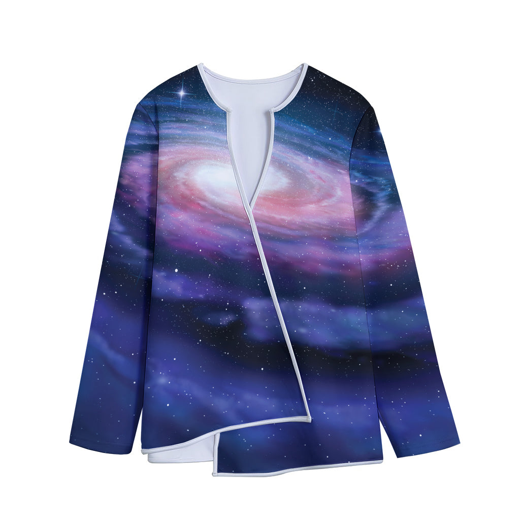 Spiral Milky Way Print Long Sleeve Short Coat