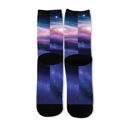 Spiral Milky Way Print Long Socks